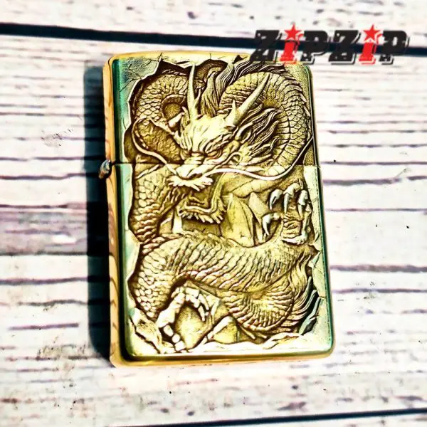 Zippo Chính Hãng USA Amor Brass Khắc Rồng 3D