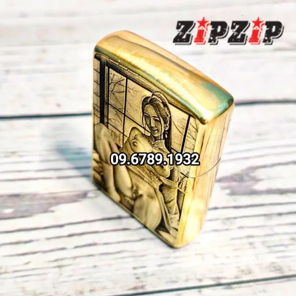 Zippo Mỹ Chính Hãng Amor Brass Khắc Nổi 3D Chủ Đề Bé iu - Ảnh 6