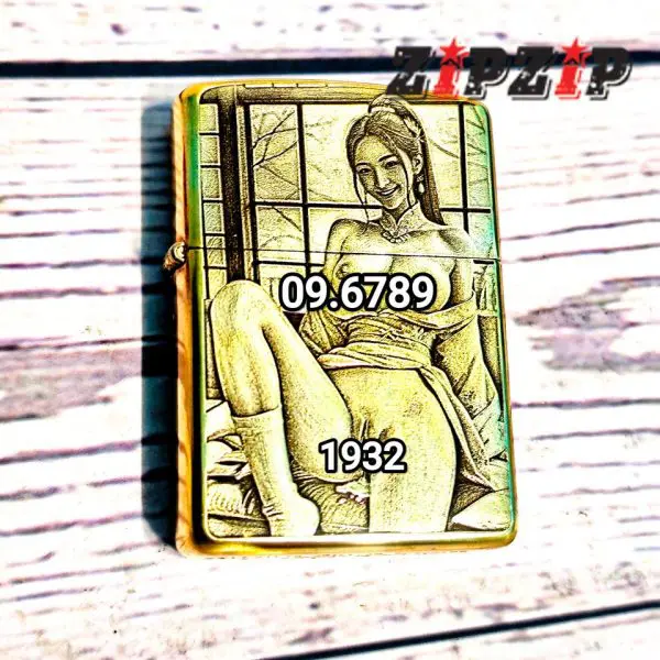 Zippo Mỹ Chính Hãng Amor Brass Khắc Nổi 3D Chủ Đề Bé iu - Ảnh 2