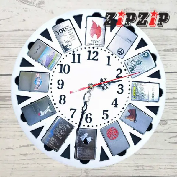 Đồng Hồ Treo Tường Mặt Mica Trưng Bày 12 Cây Zippo - Ảnh 4