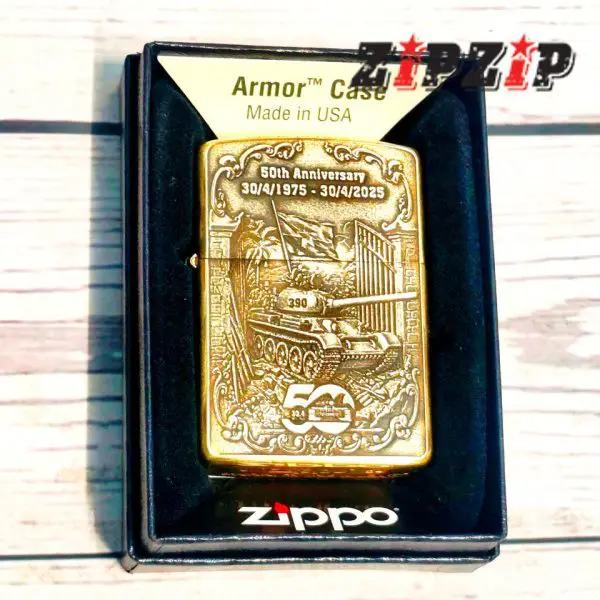 Zippo Mỹ Chính Hãng Khắc Nổi 3D Chỉ Đề Kỷ Niệm 50 Năm THống Nhất Đất Nước - Ảnh 6