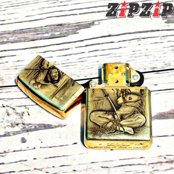 Zippo Mỹ Chính Hãng Amor Brass Khắc 2 Mặt Hình Nghệ Thuật - Ảnh 7