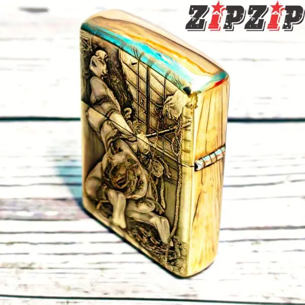 Zippo Mỹ Chính Hãng Amor Brass Khắc 2 Mặt Hình Nghệ Thuật - Ảnh 5