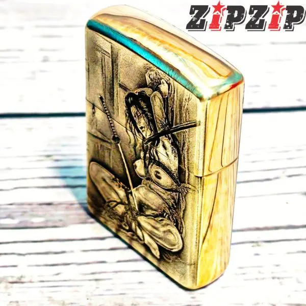 Zippo Mỹ Chính Hãng Amor Brass Khắc 2 Mặt Hình Nghệ Thuật - Ảnh 4