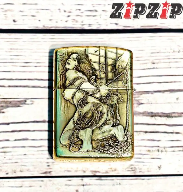 Zippo Mỹ Chính Hãng Amor Brass Khắc 2 Mặt Hình Nghệ Thuật - Ảnh 2