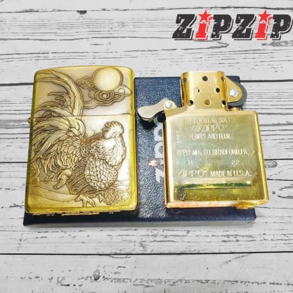 Vỏ Zippo Armor Brass Khắc 3D Chiến Kê - Ảnh 4