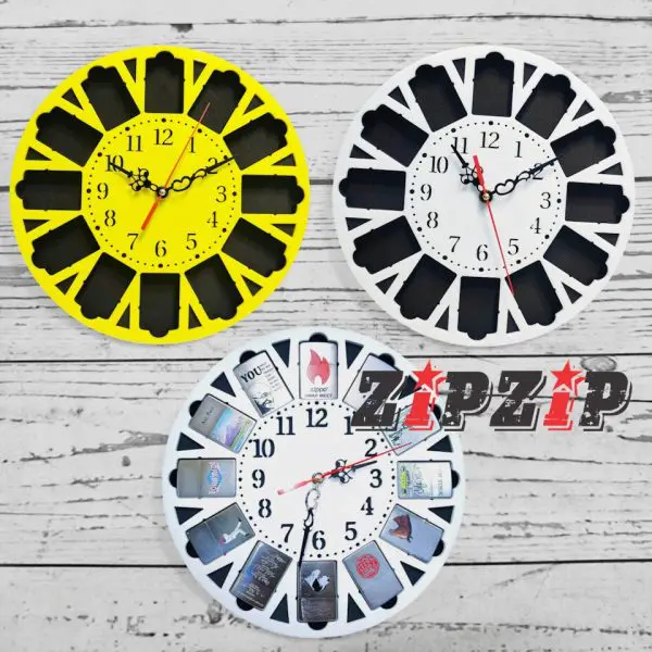 Đồng Hồ Treo Tường Mặt Mica Trưng Bày 12 Cây Zippo